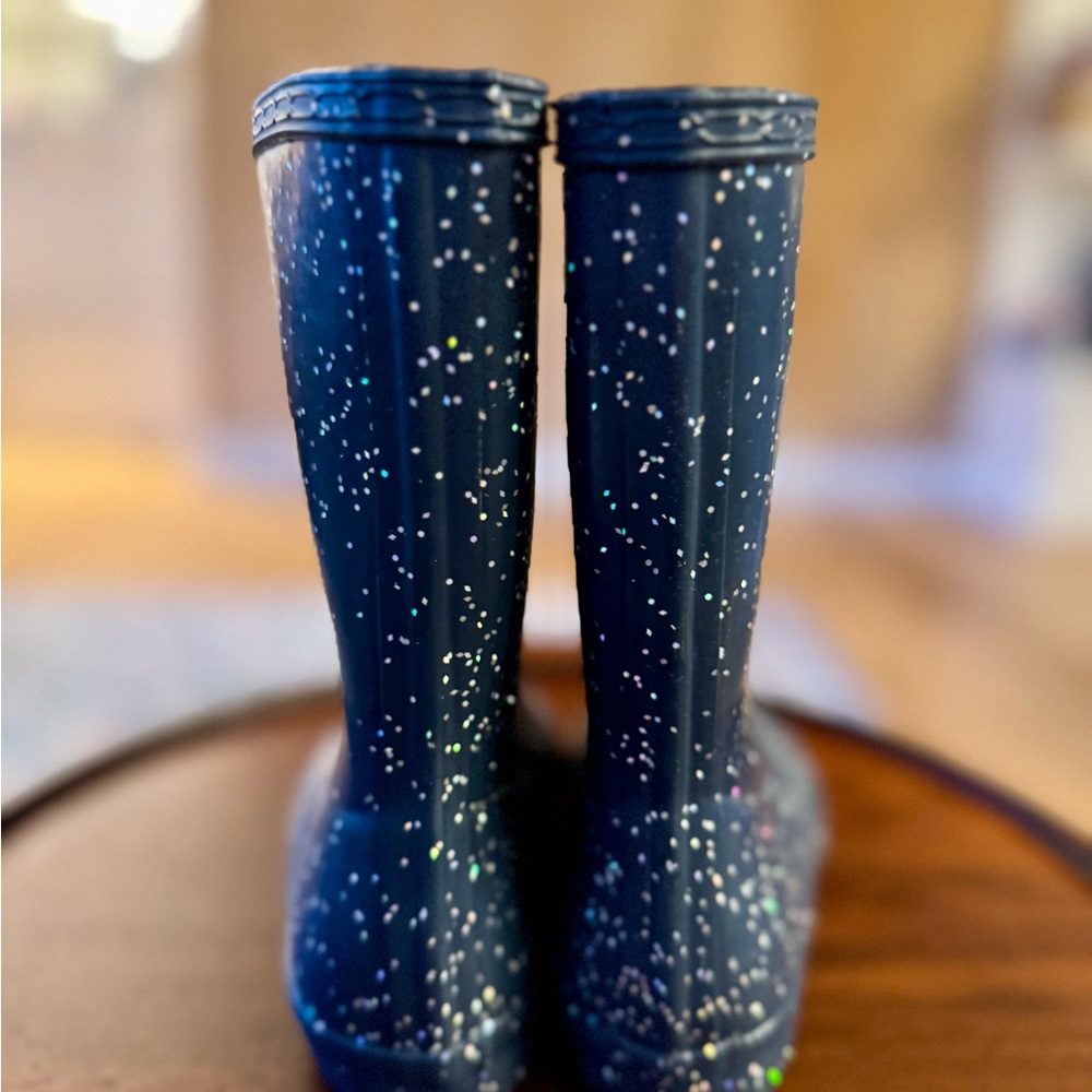 Brand New Hunter Rainboots Navy/Glitter Toddler Boots - Size 11 - Picture 3 of 5